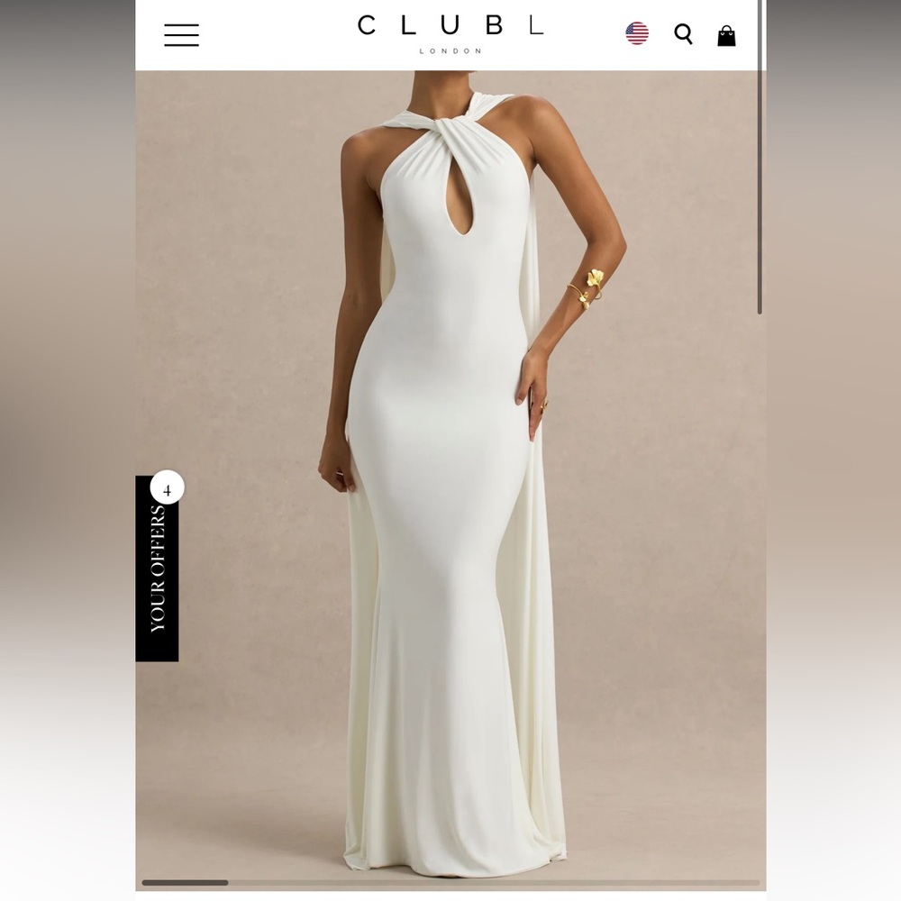 Club L London White Twist Halter Maxi Dress